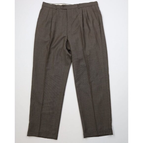 Vintage 90s Streetwear Mens 38x32 Virgin Wool Knit Wide Leg Chino Pants Brown